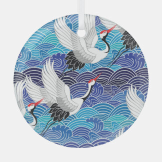 Japanse kraan:  vogelpatroon. glas ornament