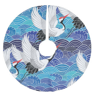 Japanse kraan:  vogelpatroon. kerstboom rok