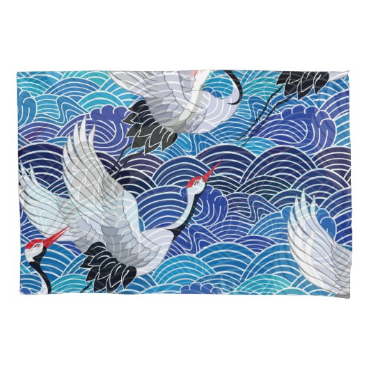 Japanse kraan: vogelpatroon. kussensloop (Voorkant)