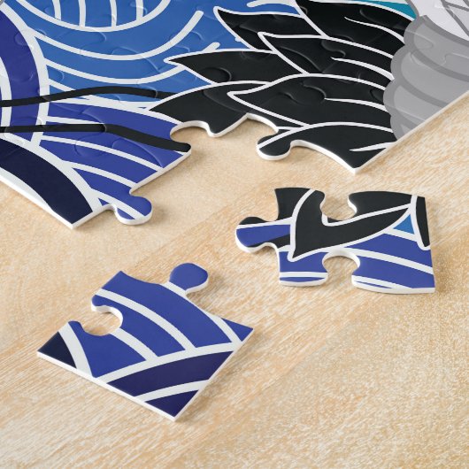 Japanse kraan:  vogelpatroon. legpuzzel (Zijkant)