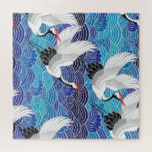 Japanse kraan:  vogelpatroon. legpuzzel (Horizontaal)