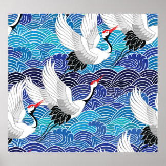 Japanse kraan:  vogelpatroon. poster
