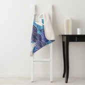 Japanse kraan: vogelpatroon. sherpa deken (In situ)