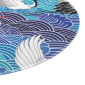 Japanse kraan:  vogelpatroon. snijplank (Hoek)