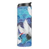 Japanse kraan:  vogelpatroon. thermosbeker (Gedraaid links)