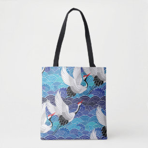 Japanse kraan: vogelpatroon. tote bag
