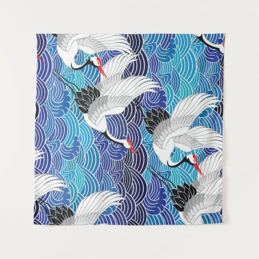 Japanse kraan:  vogelpatroon. wandkleed (Voorkant (horizontaal))