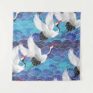 Japanse kraan:  vogelpatroon. wandkleed