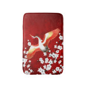 Japanse Kraan Witte Kersenbloesem Rood Badmat (Voorkant Verticaal)