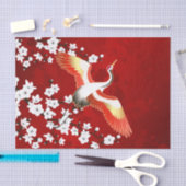 Japanse Kraan Witte Kersenbloesem Rood Tissuepapier (Craft)