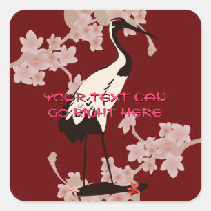 japanse kraanvierkante Stickers
