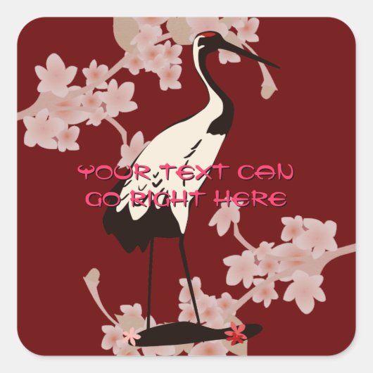 japanse kraanvierkante Stickers (Voorkant)