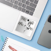 Japanse Kraanvogel en Bamboe Inktwassing - Zen Sum Sticker (Laptop met iPhone)