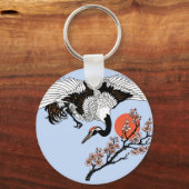 Japanse kraanvogel en bloeiende sakura sleutelhanger (Voorkant)