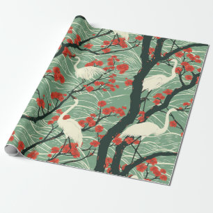 Japanse Kraanvogel en Kersenbloesem - Oosterse Kun Cadeaupapier