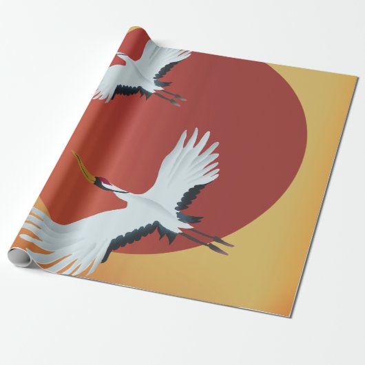 Japanse kraanvogels cadeaupapier (Uitgerold)