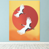Japanse kraanvogels canvas afdruk (Insitu (Houten vloer))