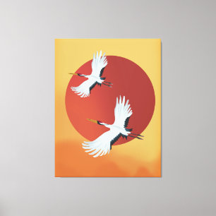 Japanse kraanvogels canvas afdruk