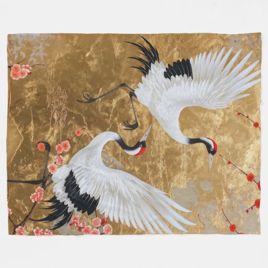Japanse kraanvogels fleece deken (Voorkant (Horizontaal))