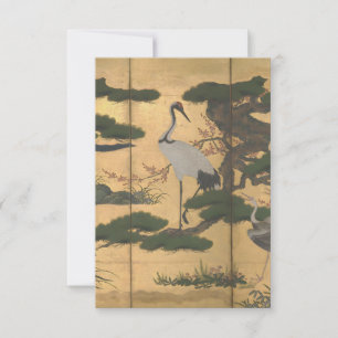Japanse Kraanvogels Goud "Vier Seizoenen" Klassiek Bedankkaart