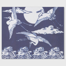 Japanse kraanvogels in blauwe inpakpapier