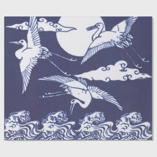 Japanse kraanvogels in blauwe inpakpapier