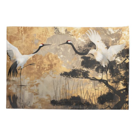 Japanse kraanvogels kussensloop (Achterkant)