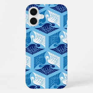 Japanse Kraanvogels, Marineblauw, Wit en Lichtblau iPhone 16 Plus Hoesje