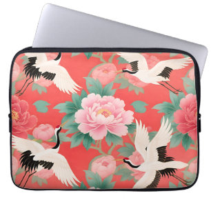 Japanse Kraanvogels Pioenrozen Rood Chinoiserie El Laptop Sleeve