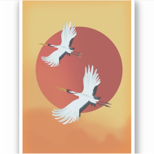 Japanse kraanvogels sticker (Voorkant)