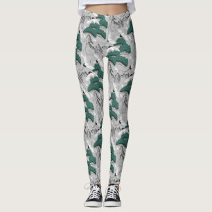 Japanse Kraanvogels Vogels Grijs Groen Artistiek P Leggings