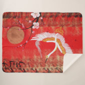 Japanse kraanzon Japanse sakura red Blanket Sherpa Deken (Voorkant (horizontaal))