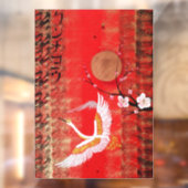 Japanse kraanzon Japanse sakura red Window Decals (Vel 2)