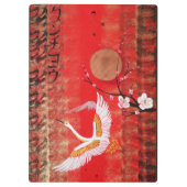 Japanse kraanzon Japanse sakurroodschilderij Klembord (Achterkant)