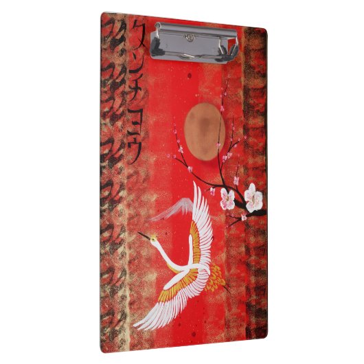 Japanse kraanzon Japanse sakurroodschilderij Klembord (Rechts)