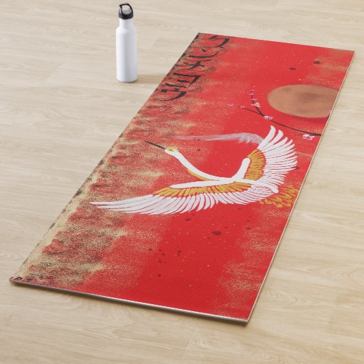 Japanse kraanzon Japanse sakurroodschilderij Yogamat (In situ)