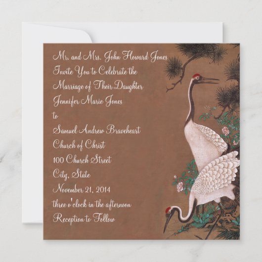  japanse kranen bruiloft uitnodiging kranen (Voorkant)