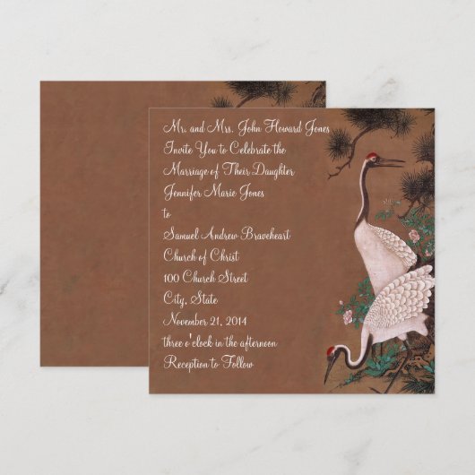  japanse kranen bruiloft uitnodiging kranen (Voorkant / Achterkant)