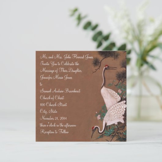 japanse kranen bruiloft uitnodiging kranen (Staand voorkant)