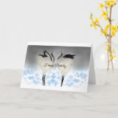 Japanse kranen dansen op de winter kaart (Gele Bloem)