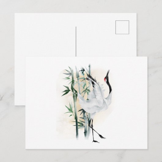 Japanse kranen en bamboe briefkaart (Voorkant / Achterkant)