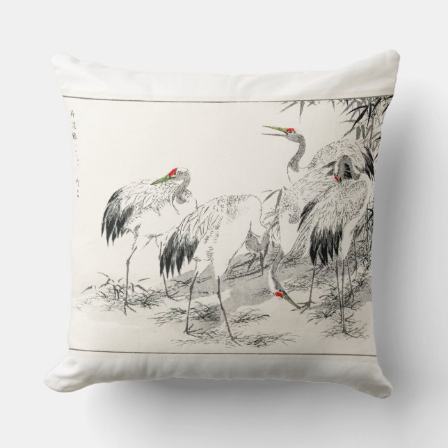  Japanse kranen en bamboe Kussen (Voorkant)