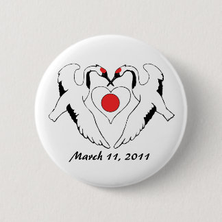 Japanse kranen en hartslag Aardbevingsverlichting Ronde Button 5,7 Cm