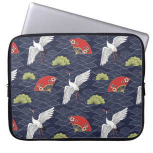 Japanse kranen en ventilatoren:  Patroon Laptop Sleeve
