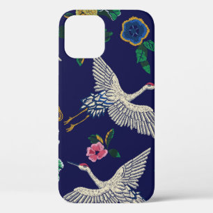 Japanse kranen, golven en bloemen. Embroiderziekte Case-Mate iPhone Case