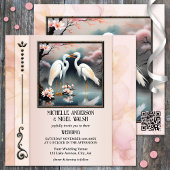 Japanse kranen gret romantische bruiloft kaart