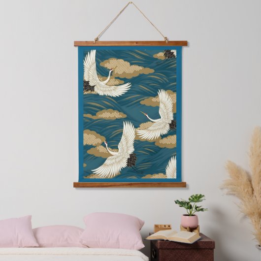 Japanse kranen hangend wandkleed (Slaapkamer)