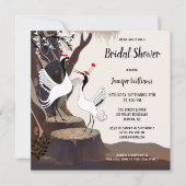 Japanse kranen houden van vogelbridale douche kaart (Voorkant)