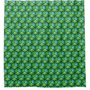 Japanse kranen, Jade Green en Light Blue Douchegordijn
