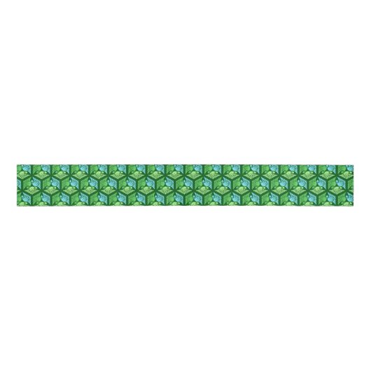 Japanse kranen, Jade Green en Light Blue Grosgrain Lint (Voorkant)